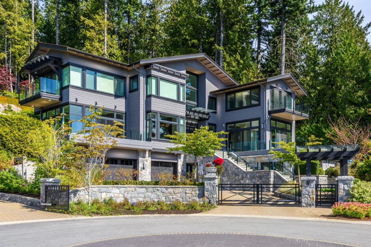 Modern home in a wooded setting